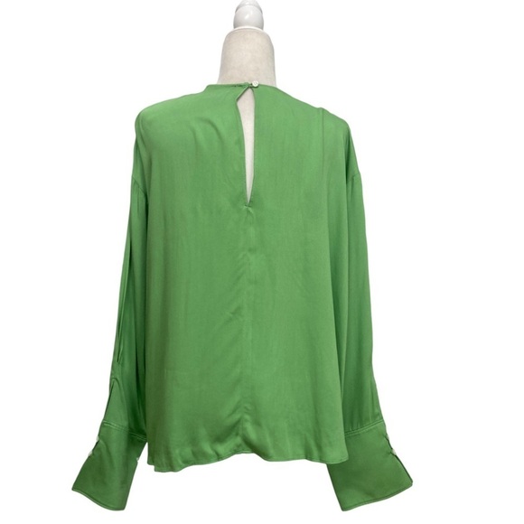 Something Navy Easy Woven Top Long Sleeve Keyhole back in Kelly Green NWOT - Picture 8 of 9